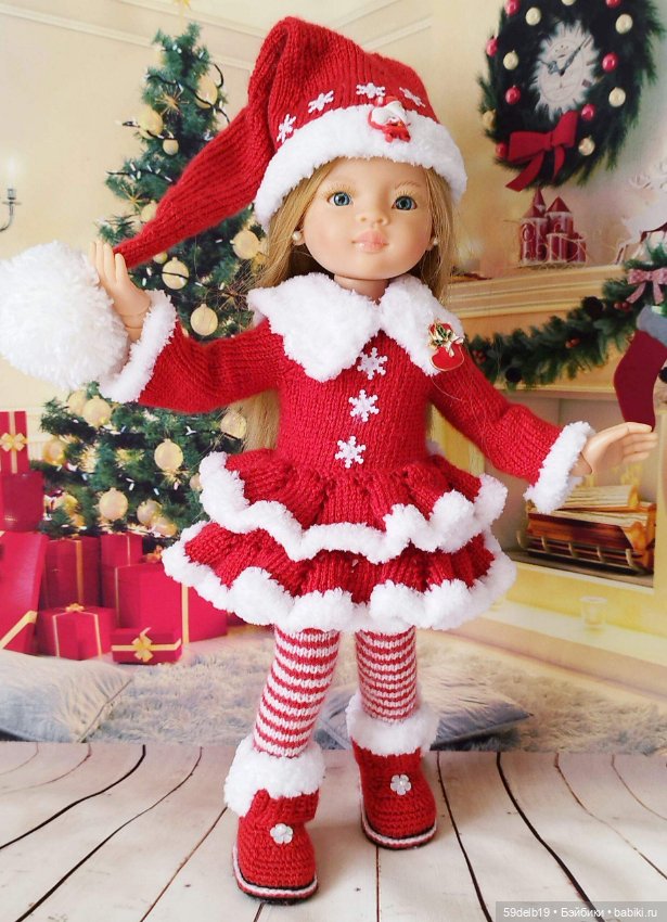 Новогодний костюм "Санта" для кукол паола рейна