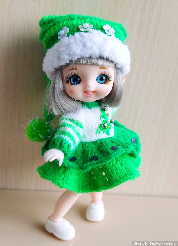 Новогодний костюм "Ёлочка" для баболей,Pukifee,Lati Yellow,Mead/Late,irreal doll ростом 15-16 см (фото 4)