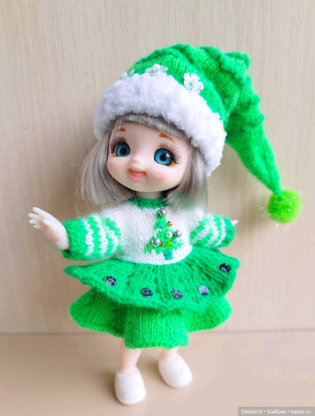 Новогодний костюм "Ёлочка" для баболей,Pukifee,Lati Yellow,Mead/Late,irreal doll ростом 15-16 см