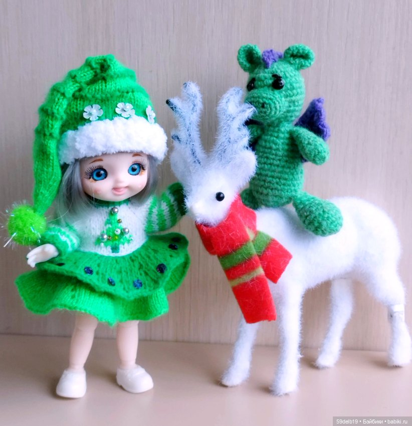 Новогодний костюм "Ёлочка" для баболей,Pukifee,Lati Yellow,Mead/Late,irreal doll ростом 15-16 см (фото 8)