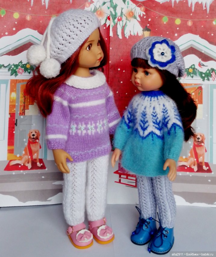 Вязаные костюмчики для двух милашек (фото 8)