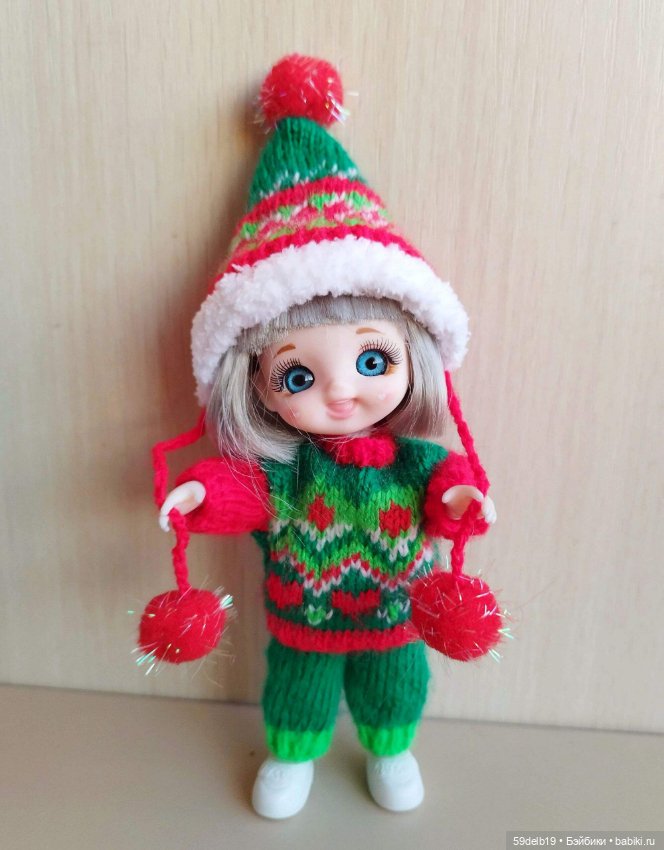 Наряд №2 с новогодним жаккардом для куклы баболи 16 см (фото 6)