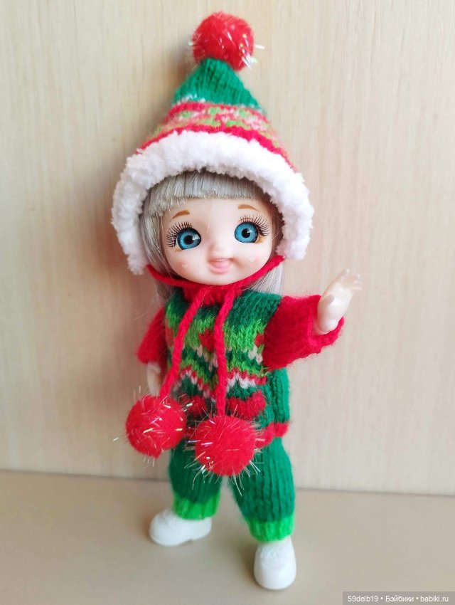 Наряд №2 с новогодним жаккардом для куклы баболи 16 см (фото 3)