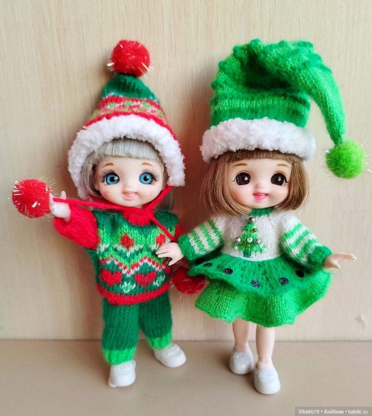 Наряд №2 с новогодним жаккардом для куклы баболи 16 см (фото 8)