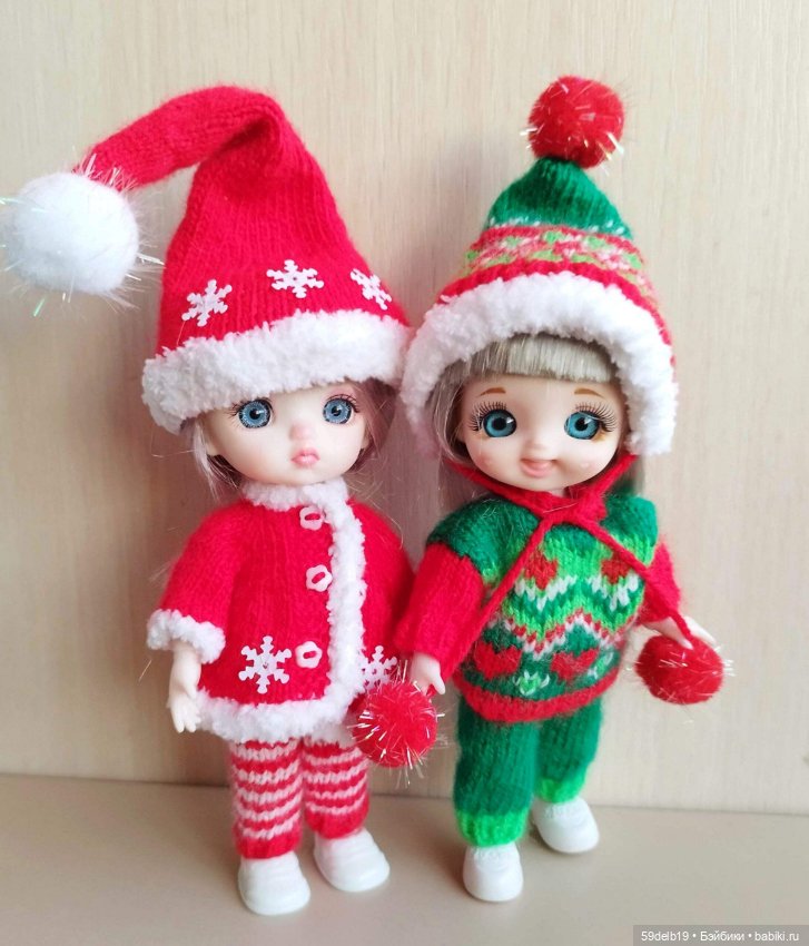 Наряд №2 с новогодним жаккардом для куклы баболи 16 см (фото 9)