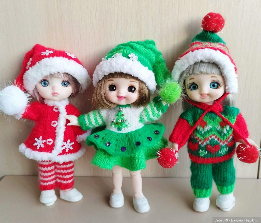 Наряд №2 с новогодним жаккардом для куклы баболи 16 см (фото 10)