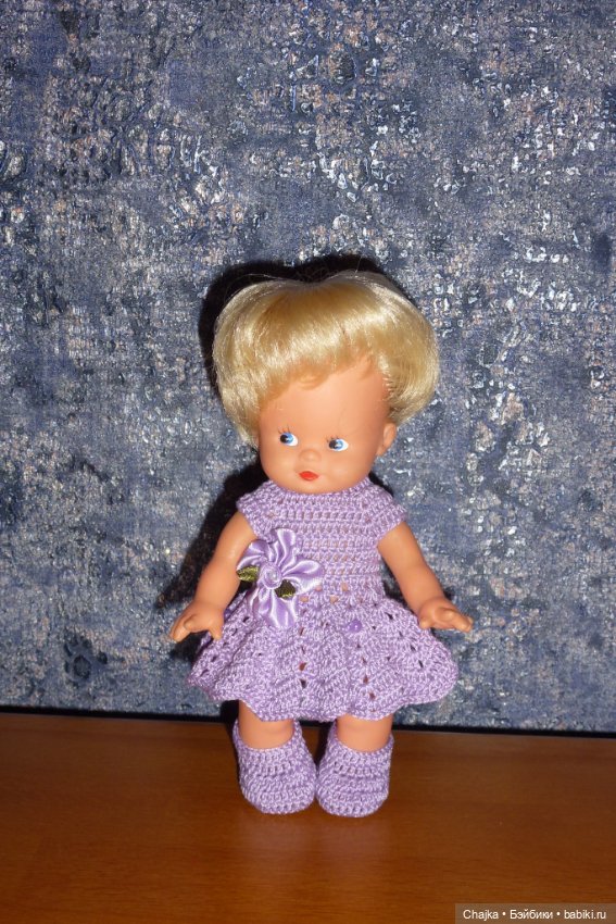 Вязаные платья на кукол Kiss me и Косолапки, ГДР, 17 и 18 см (фото 10)