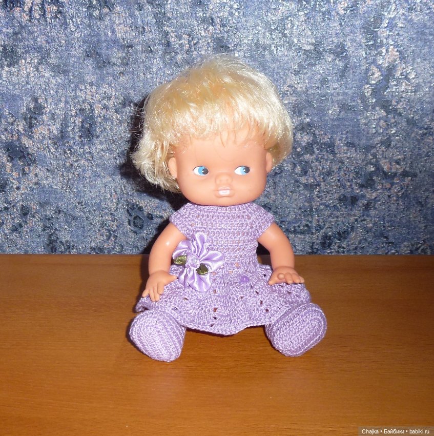 Вязаные платья на кукол Kiss me и Косолапки, ГДР, 17 и 18 см (фото 7)