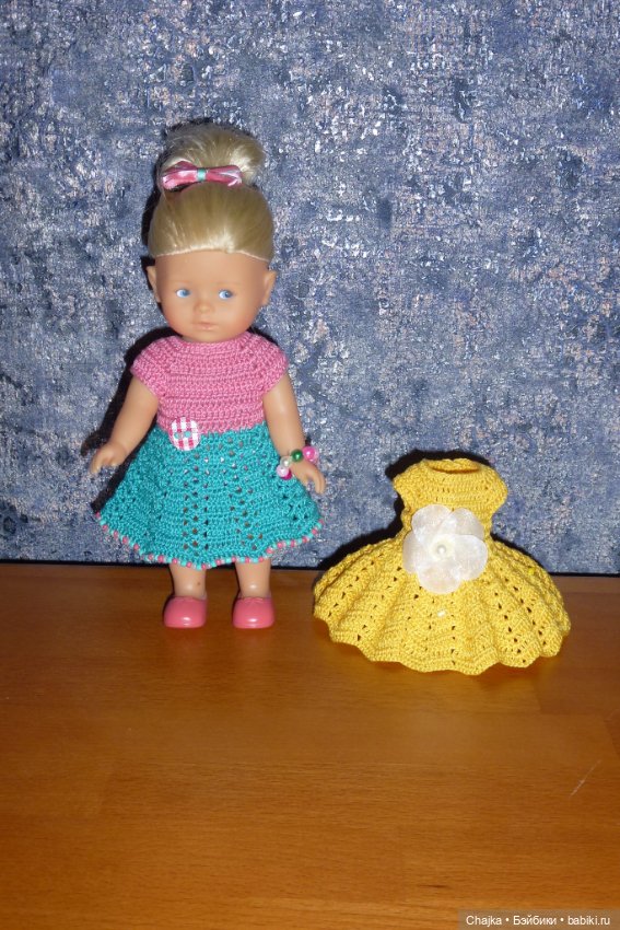 Вязаные платья на кукол Королинки мини — 20 см (Corolle mini) (фото 10)