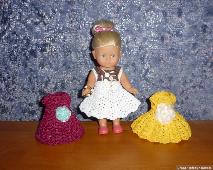 Вязаные платья на кукол Королинки мини — 20 см (Corolle mini) (фото 2)