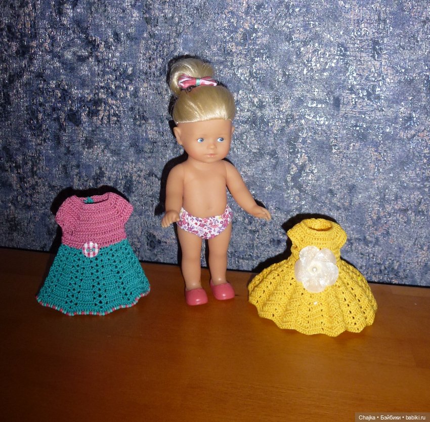 Вязаные платья на кукол Королинки мини — 20 см (Corolle mini) (фото 6)