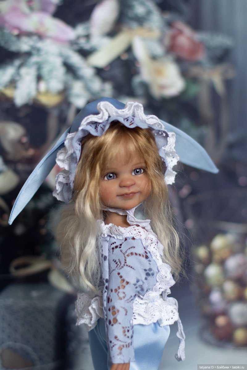 Новогодняя Зайка Есения — ООАК Paola Reina (Паола Рейна) и испанских кукол: перерисовка (фото 5)