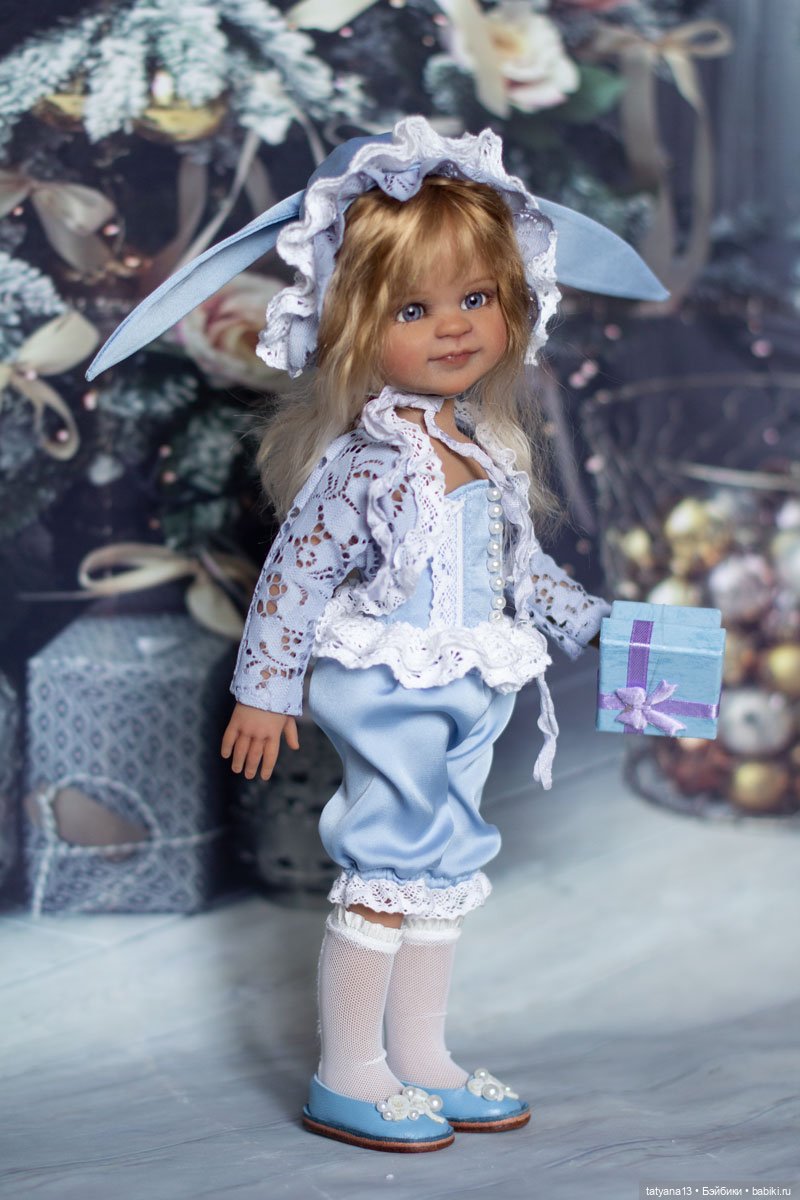 Новогодняя Зайка Есения — ООАК Paola Reina (Паола Рейна) и испанских кукол: перерисовка (фото 3)