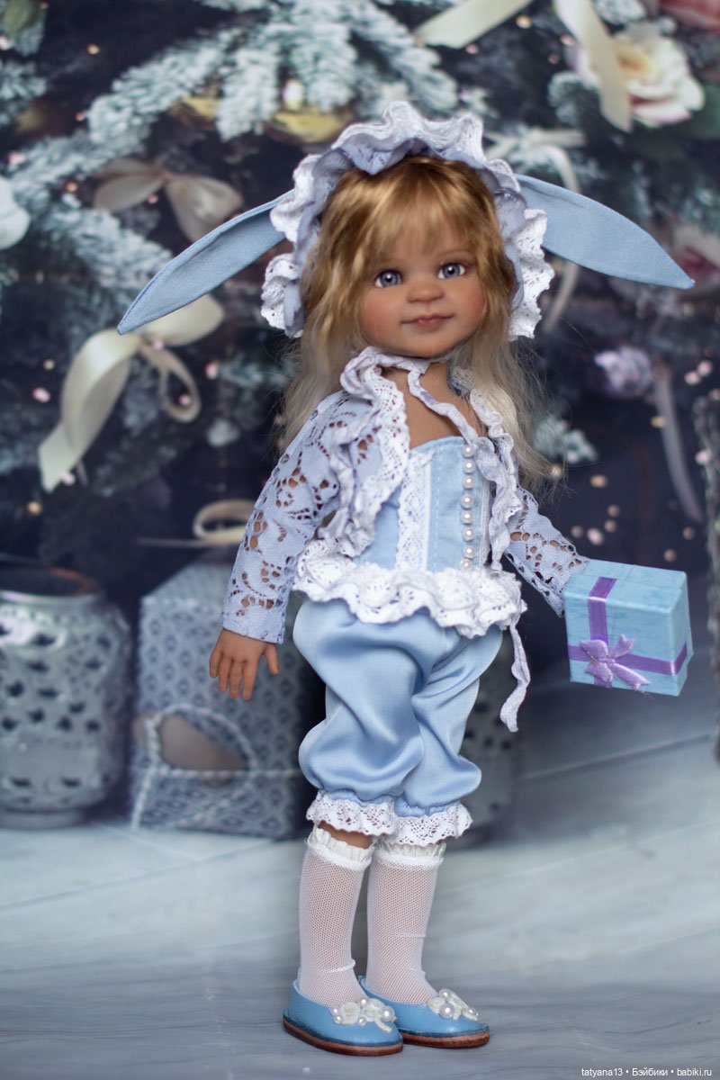 Новогодняя Зайка Есения — ООАК Paola Reina (Паола Рейна) и испанских кукол: перерисовка (фото 2)