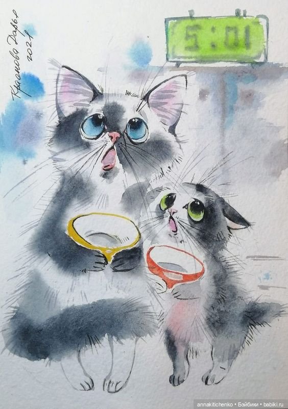 КОТЫ - рисунки Дарьи Красновой