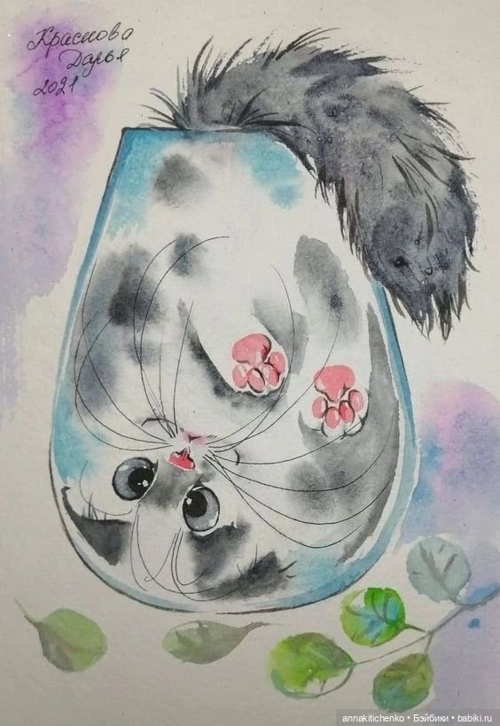 КОТЫ - рисунки Дарьи Красновой (фото 6)