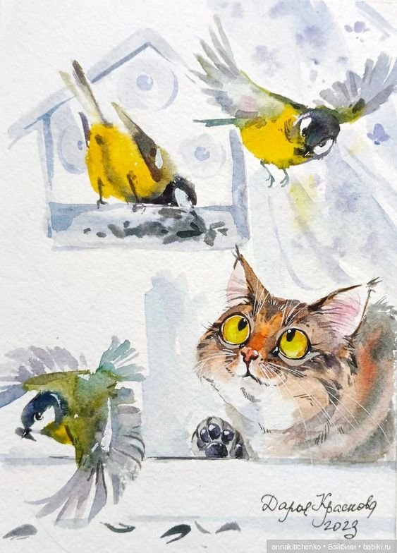 КОТЫ - рисунки Дарьи Красновой