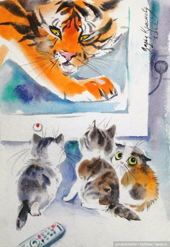 КОТЫ - рисунки Дарьи Красновой