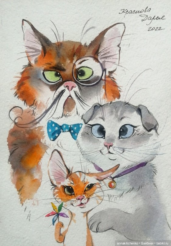 КОТЫ - рисунки Дарьи Красновой (фото 8)