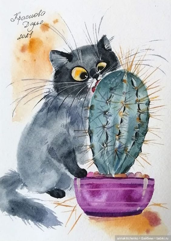 КОТЫ - рисунки Дарьи Красновой (фото 2)