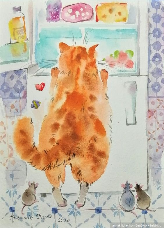 КОТЫ - рисунки Дарьи Красновой