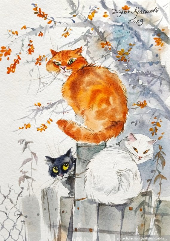 КОТЫ - рисунки Дарьи Красновой