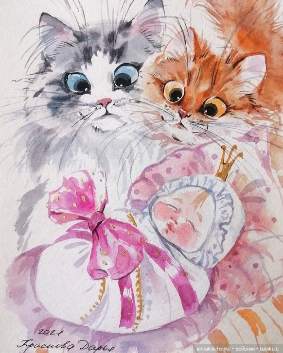 КОТЫ - рисунки Дарьи Красновой