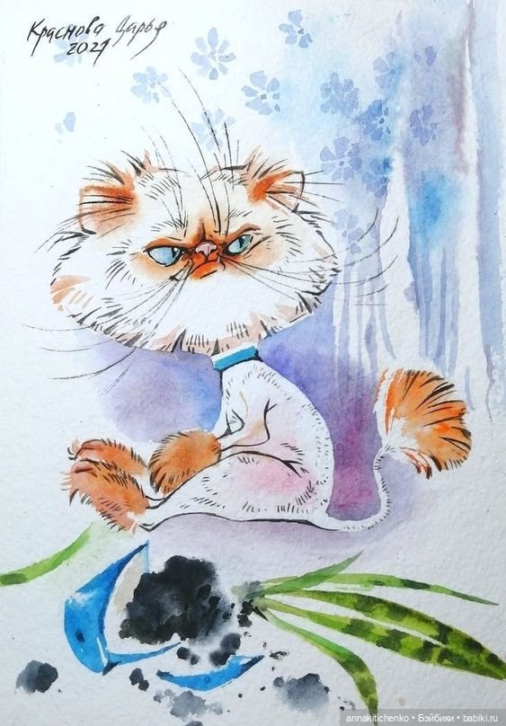 КОТЫ - рисунки Дарьи Красновой (фото 3)