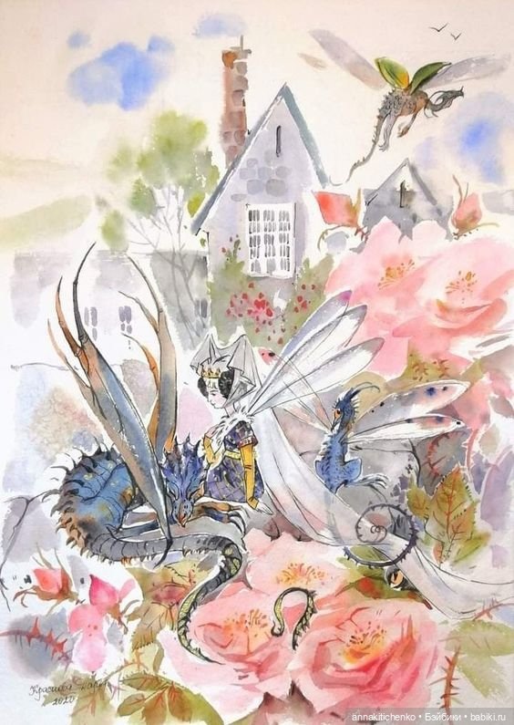 Драконы - рисунки Дарьи Красновой