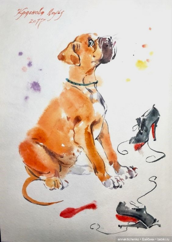 Много на свете различных собак - рисунки Дарьи Красновой