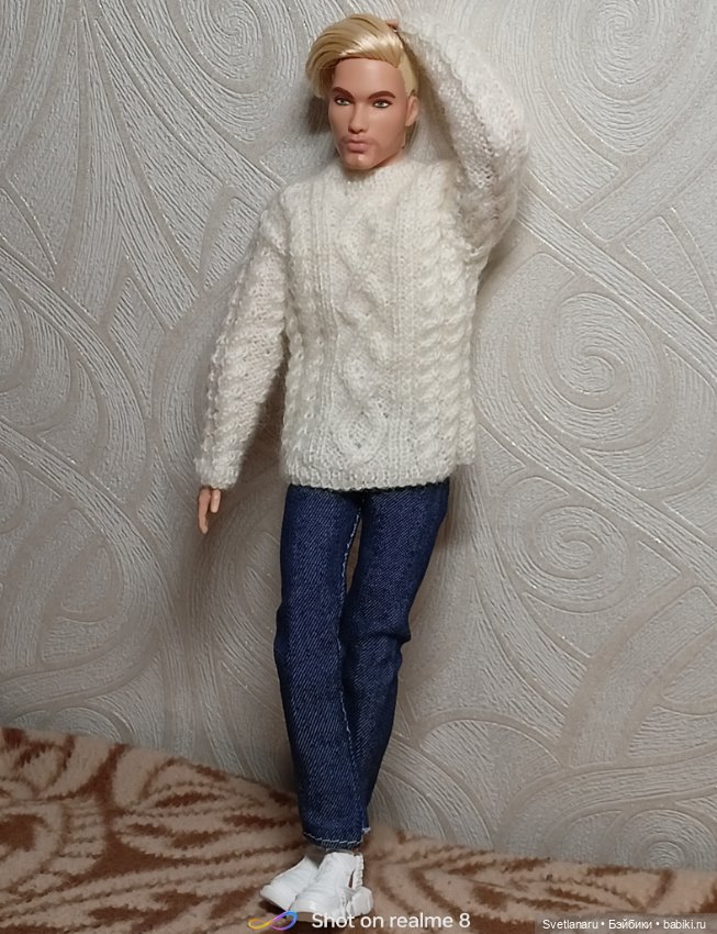 Аранский свитер для кена — Одежда и обувь для кукол своими руками: фото (фото 4)