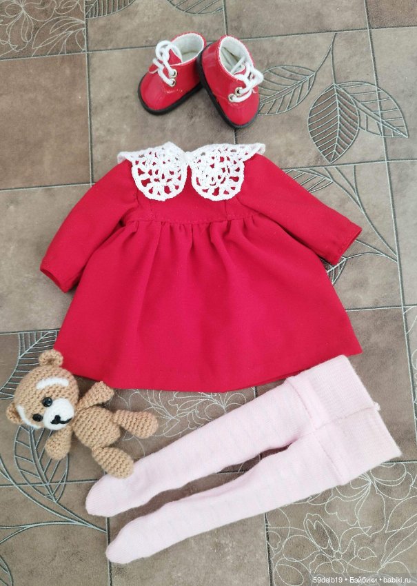 Красное платье в стиле беби-долл с ажурным воротничком для паолочки (фото 6)