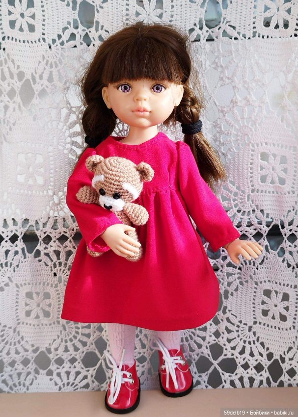 Красное платье в стиле беби-долл с ажурным воротничком для паолочки (фото 9)