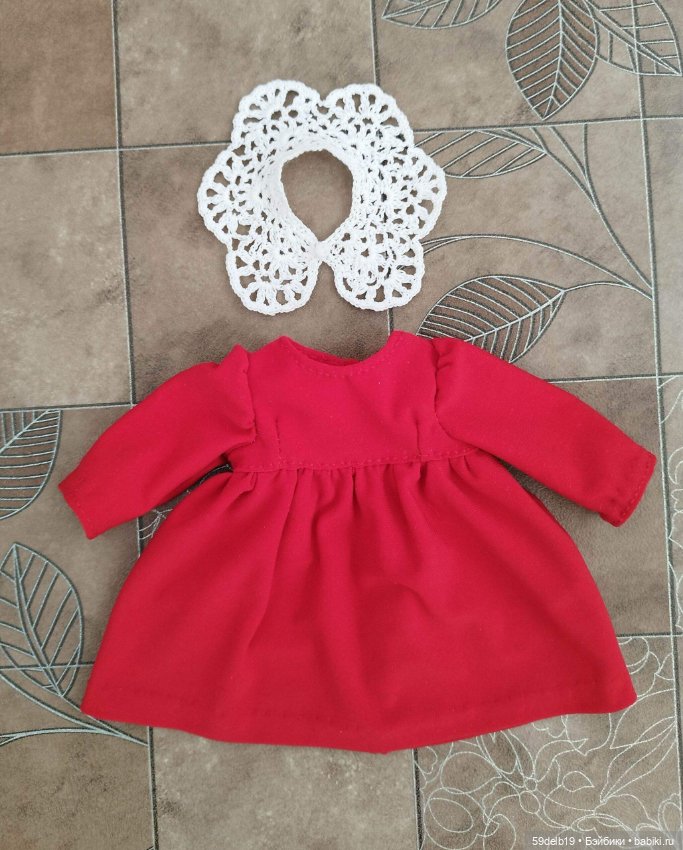 Красное платье в стиле беби-долл с ажурным воротничком для паолочки (фото 3)