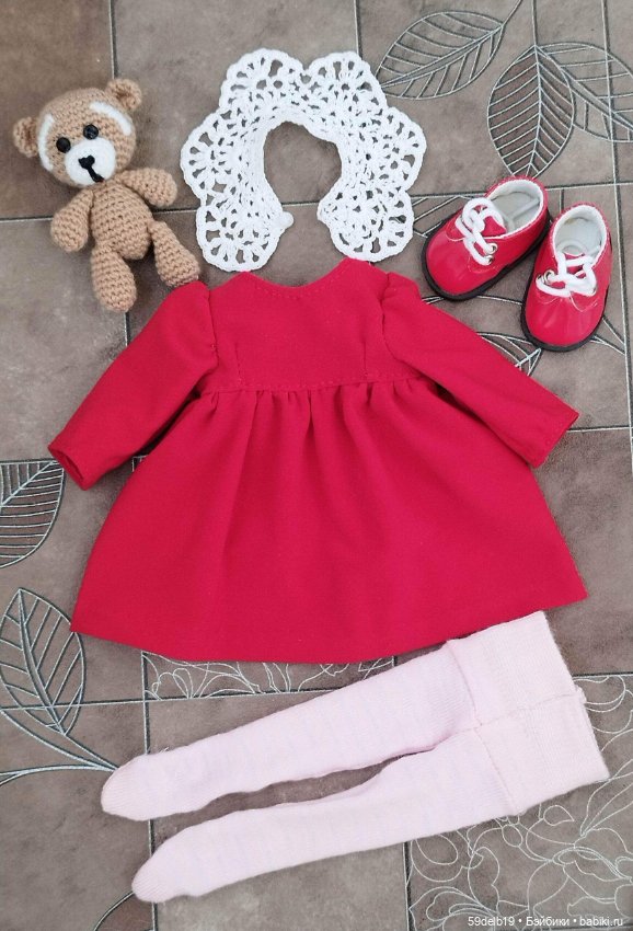 Красное платье в стиле беби-долл с ажурным воротничком для паолочки (фото 5)