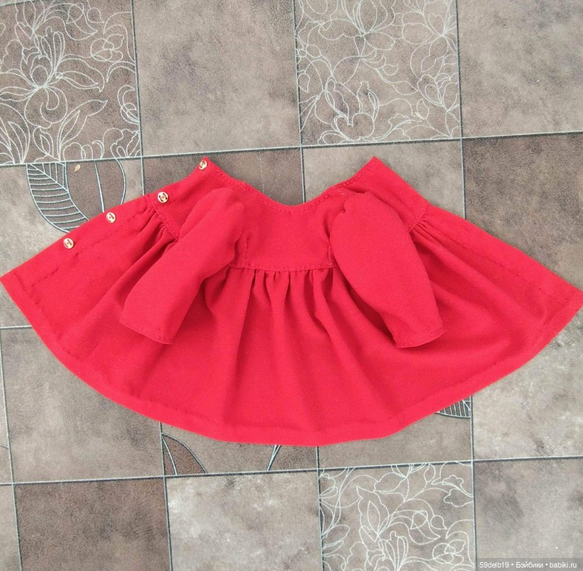 Красное платье в стиле беби-долл с ажурным воротничком для паолочки (фото 4)