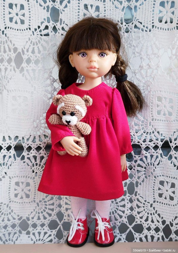 Красное платье в стиле беби-долл с ажурным воротничком для паолочки (фото 10)