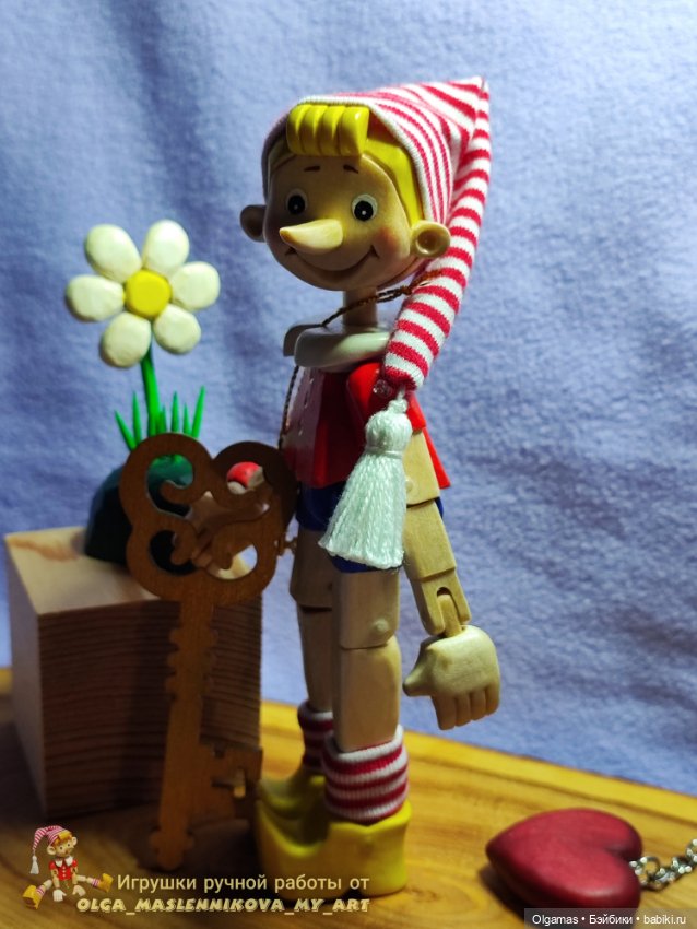 Новогодний Буратино😊 — Авторские игрушки из дерева: резьба (фото 9)