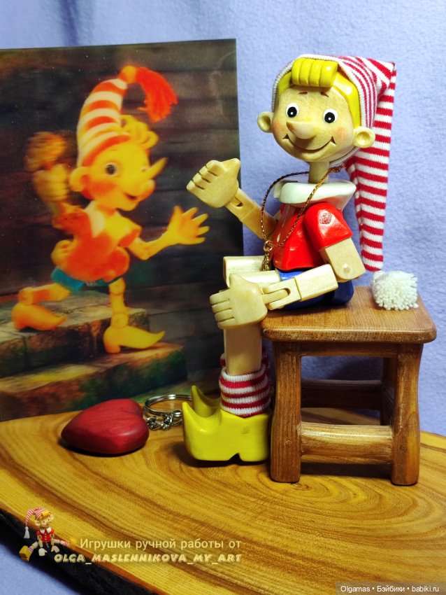 Новогодний Буратино😊 — Авторские игрушки из дерева: резьба (фото 5)