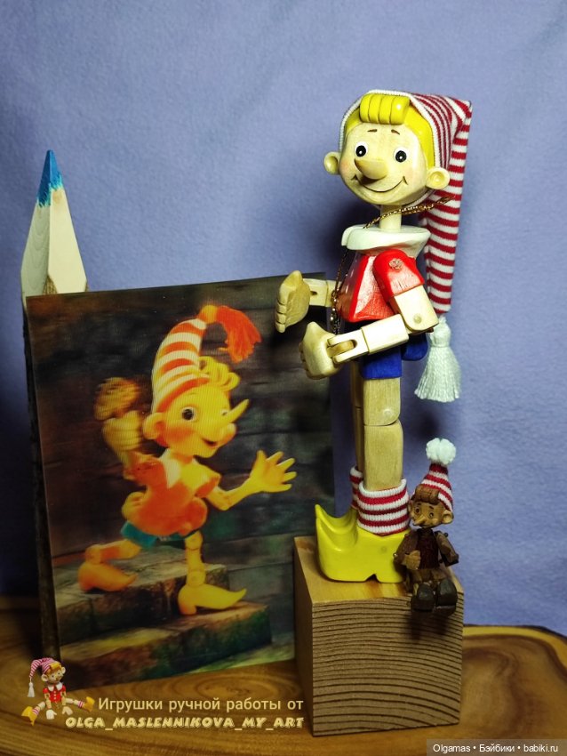 Новогодний Буратино😊 — Авторские игрушки из дерева: резьба (фото 2)