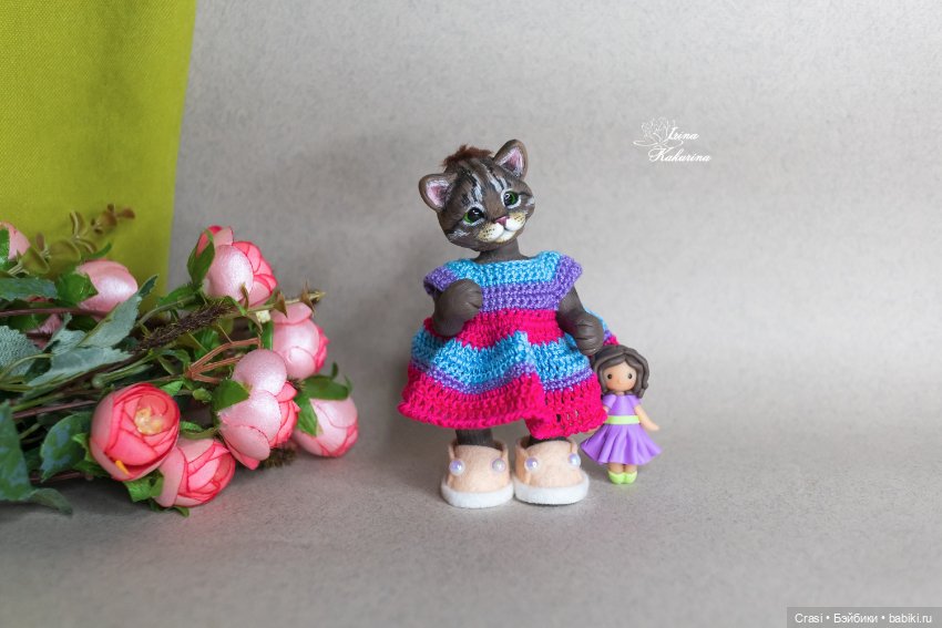 Подвижная кошечка — Лепка авторских игрушек и папье (фото 7)