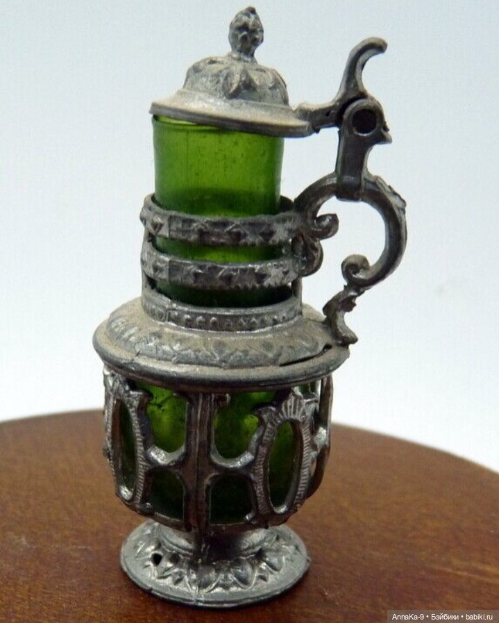 Антикварная кукольная посуда - Зелёное стекло