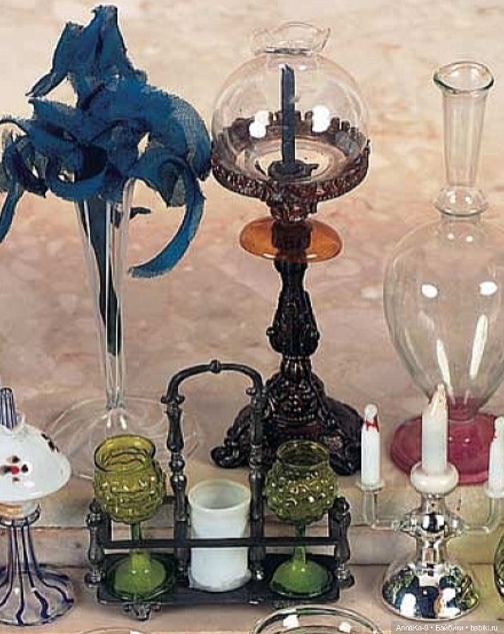 Антикварная кукольная посуда - Зелёное стекло