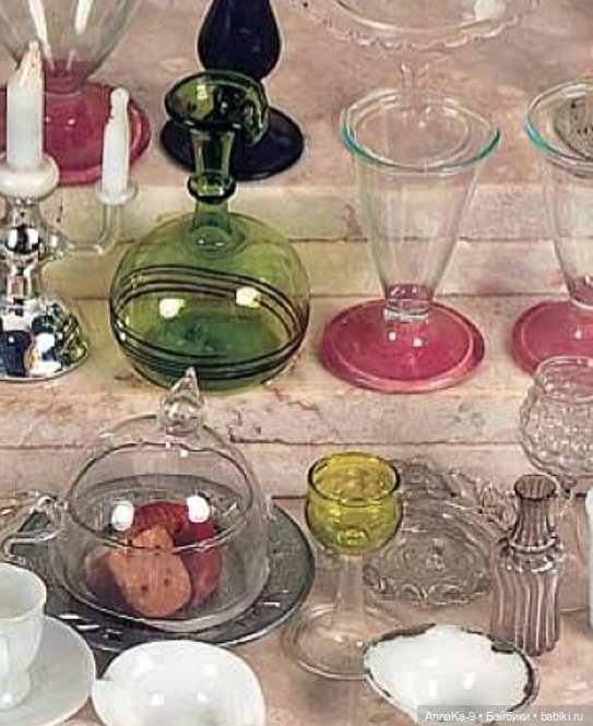 Антикварная кукольная посуда - Зелёное стекло