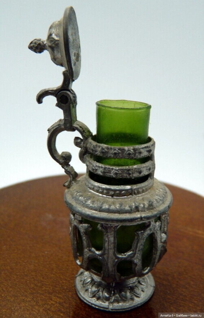 Антикварная кукольная посуда - Зелёное стекло