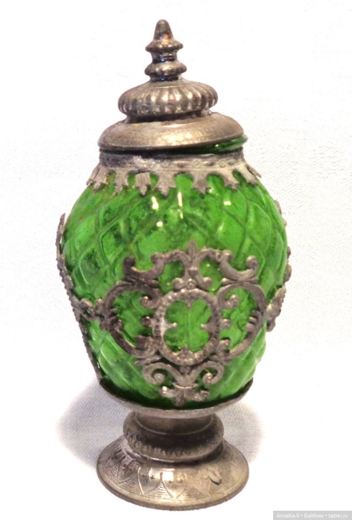 Антикварная кукольная посуда - Зелёное стекло (фото 3)