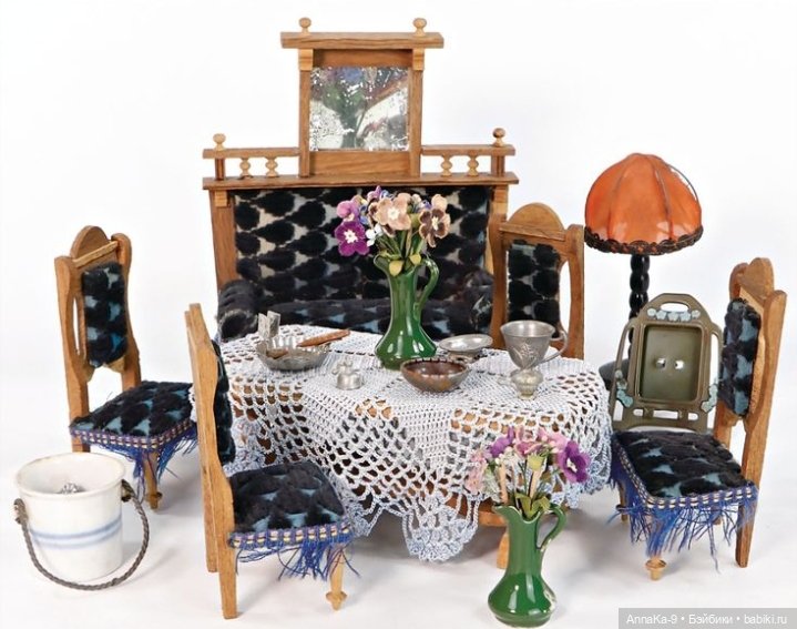 Антикварная кукольная посуда - Зелёное стекло