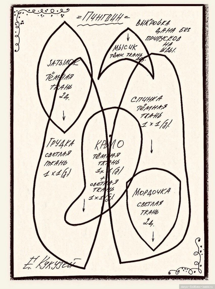 Пингвин от Елены Кукузей — Выкройки разных животных: драконы