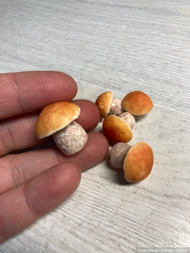 Грибочки в миниатюре. Подосиновик и белый гриб