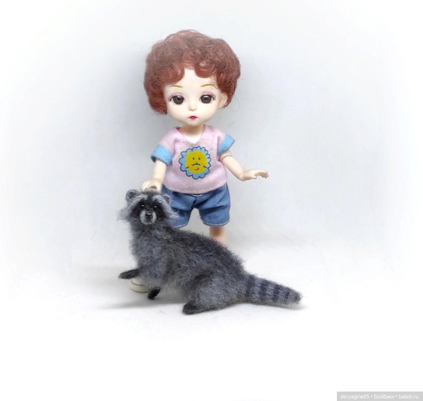 Енотик — Валяные игрушки из шерсти: сухое валяние (фото 9)